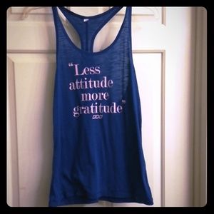 Blue racerback athletic shirt